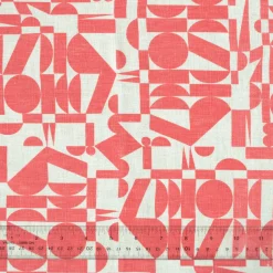 Clearance All-Linen Tea Towel Screen Printed With Tomato-Soup Red Geometrics Tea Towels