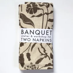 Sale A Pair Of Chocolate Wildflowers Linen Napkins Napkins