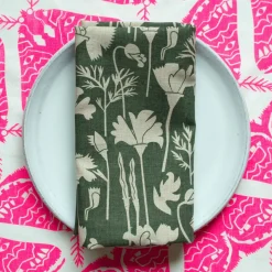 Cheap A Pair Of Khaki Poppies Linen Napkins Yardage