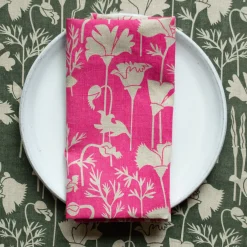 Cheap A Pair Of Khaki Poppies Linen Napkins Yardage