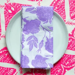 Sale A Pair Of Moths Linen Napkins In Neon Pink Napkins