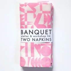 Flash Sale A Pair Of Soft Pink Geometrics Linen Napkins Napkins
