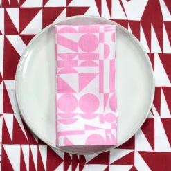 Flash Sale A Pair Of Soft Pink Geometrics Linen Napkins Napkins