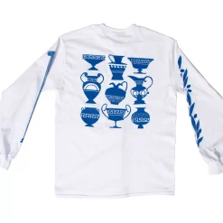 New Blue And White The Greeks Long Sleeved Skate Shirt Tops & Bottoms