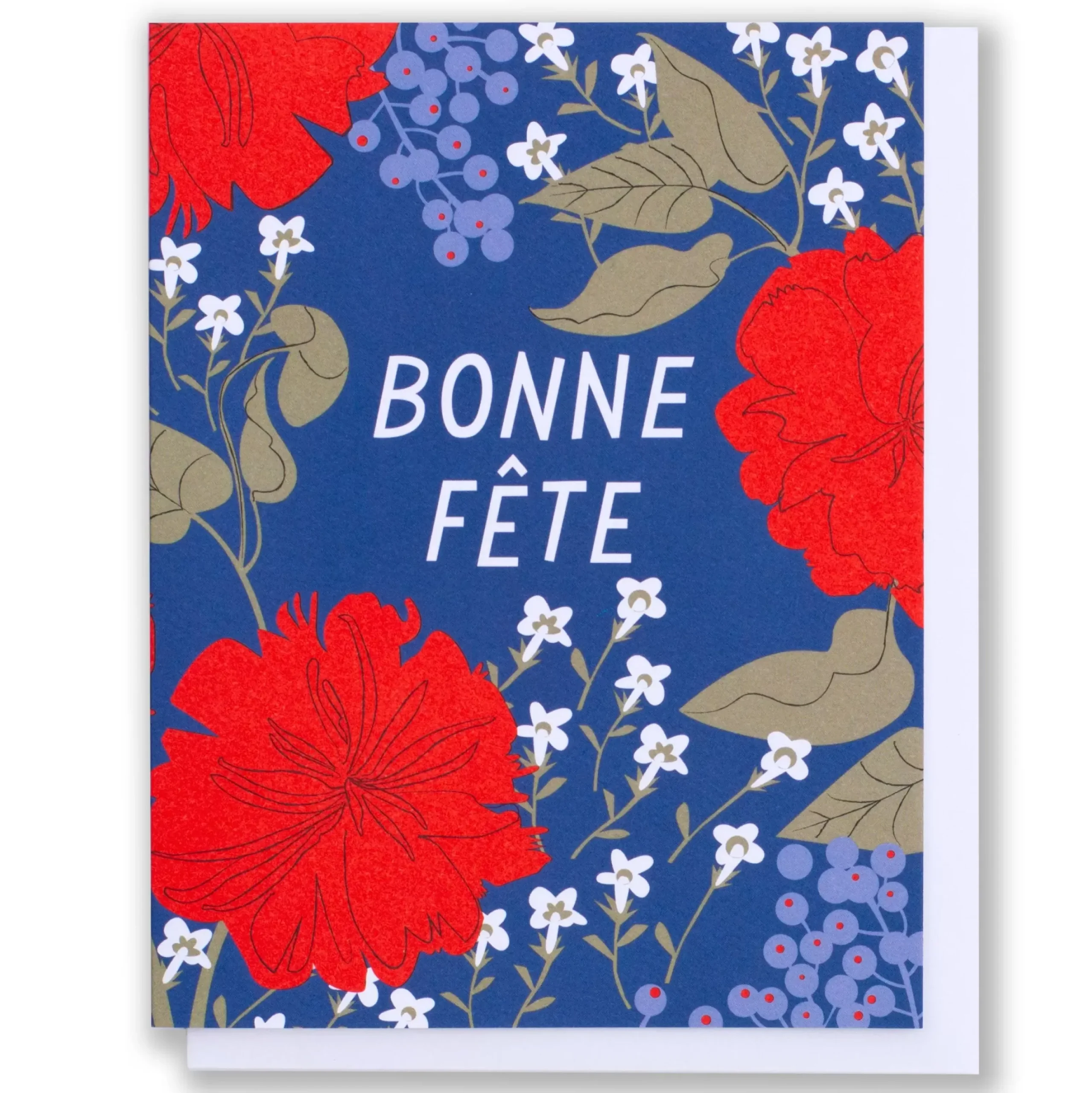 New Bonne Fete Birthday Floral Note Card Birthday
