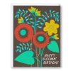 Outlet Brown Floral Happy Blooming' Birthday Card Birthday