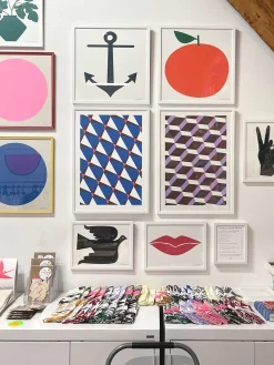 Hot Geometrics Chocolate And Neon Red And Cobalt Signed Screen Print Large