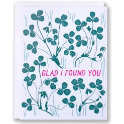 Store Glad I Found You Clover Note Card Humour & Love