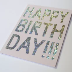 Hot Glitter Hologram Foil Birthday Card Metallic Foils