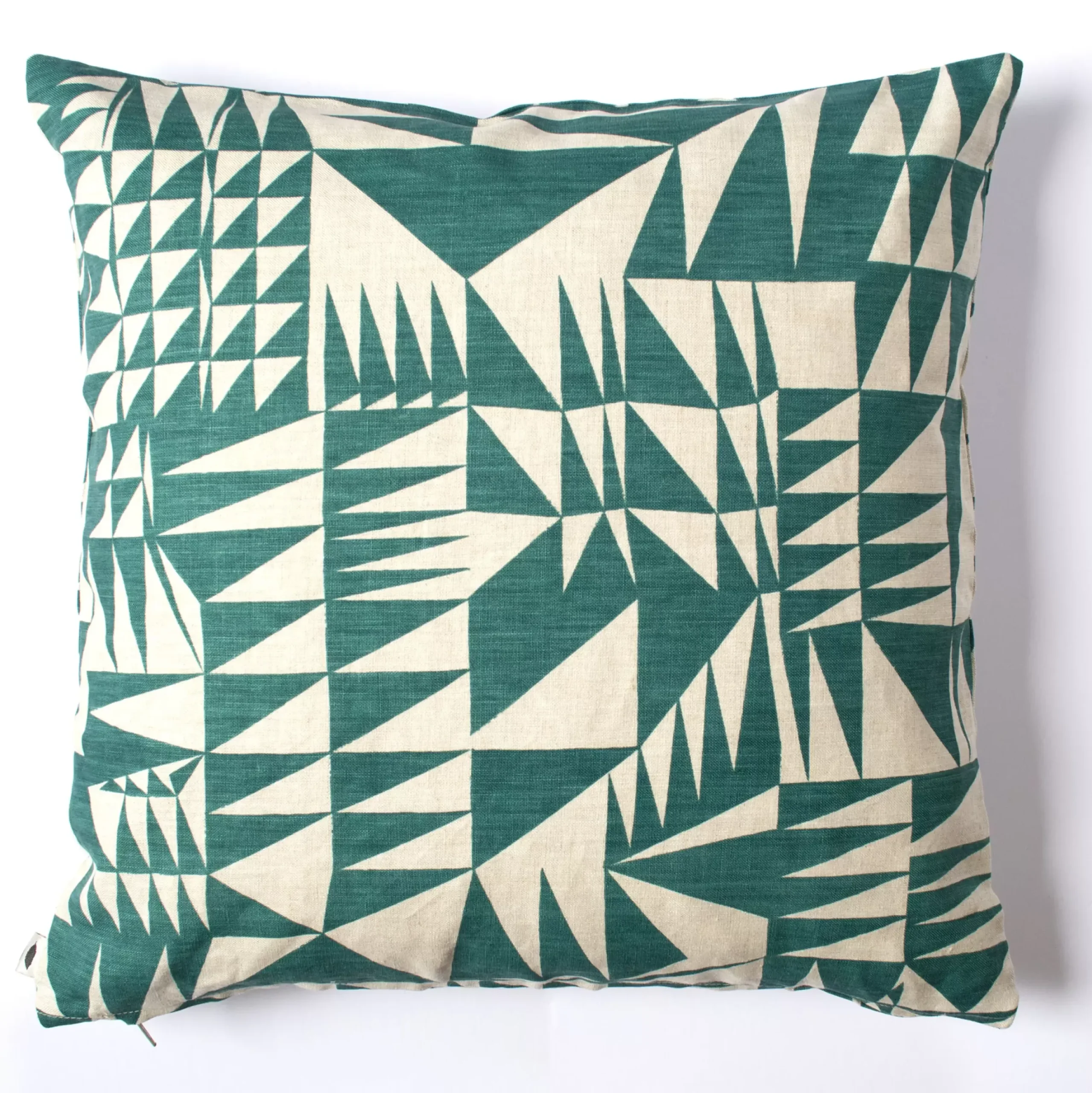 Shop Green Triangles Linen Pillow Cover Pillows