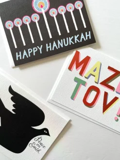 Best Sale Happy Hanukkah Note Card With Menorah For Festival Of Lights Holiday