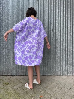 Discount Neon Lilac Roses Linen Sunja Dress Dresses