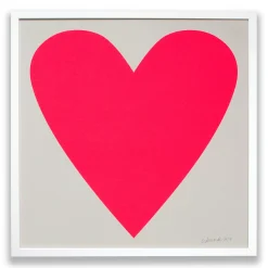 Clearance Neon Pink Heart On Dove Grey Paper Square