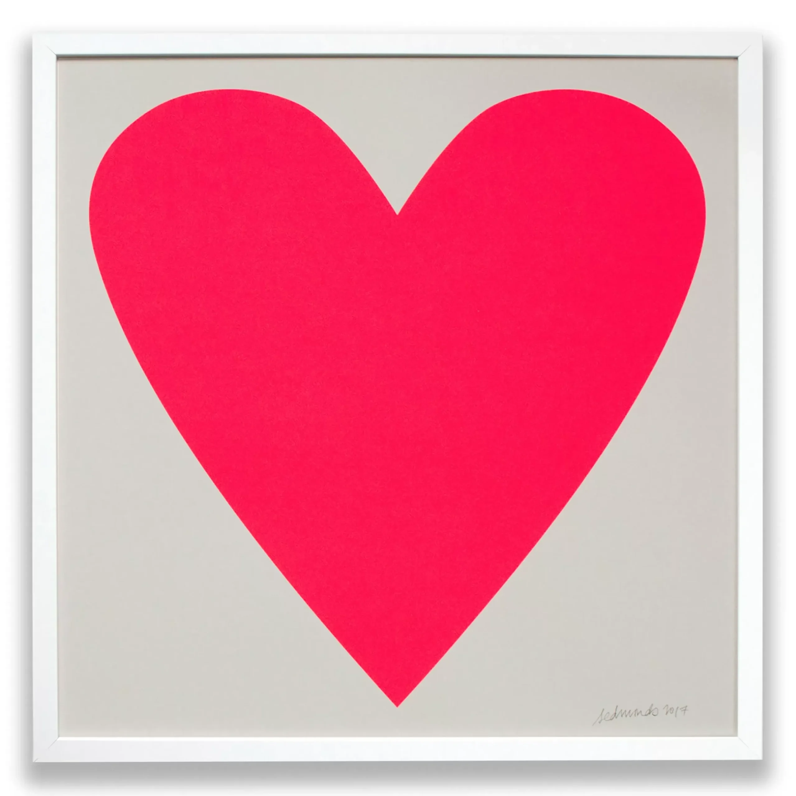 Clearance Neon Pink Heart On Dove Grey Paper Square