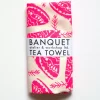 Outlet Neon Pink Moths 100% Linen Tea Towel Tea Towels