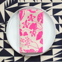 Online Neon Pink Wildflowers Linen Napkins Napkins