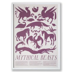 Best Print - Mythical Beasts Art Poster - Plum And Grey Science And Nature