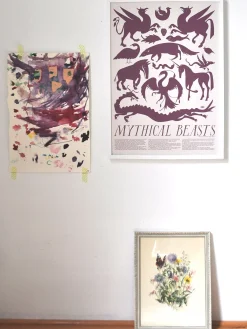 Best Print - Mythical Beasts Art Poster - Plum And Grey Science And Nature
