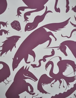 Best Print - Mythical Beasts Art Poster - Plum And Grey Science And Nature