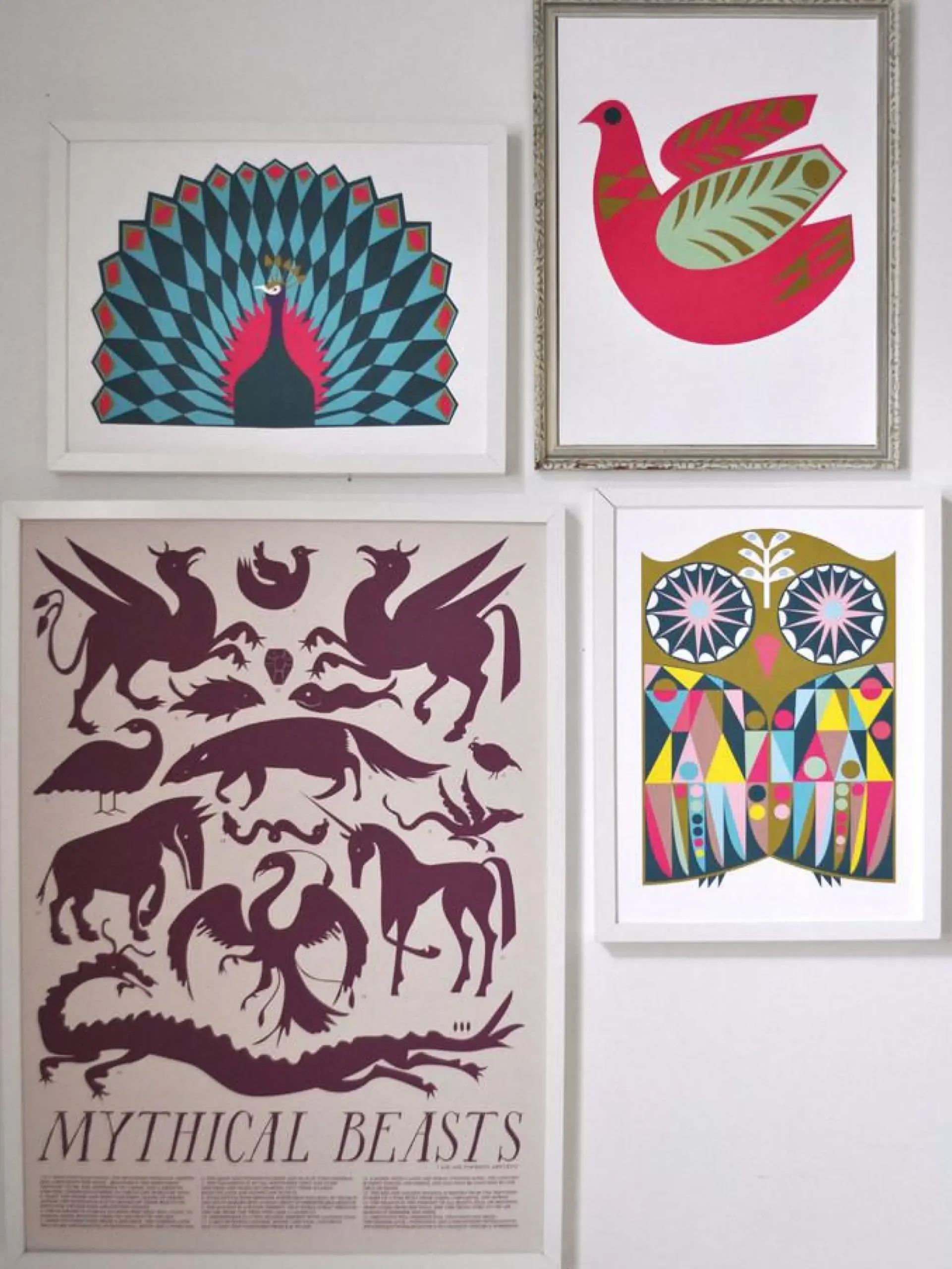 Online Print - Peacock Poster - Geometric Mod Bird Small