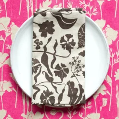 Sale Raspberry Pink Poppies Linen Napkins Yardage