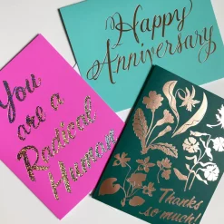 Fashion Rose Gold Foil Happy Anniversary Card Metallic Foils