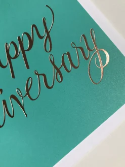 Fashion Rose Gold Foil Happy Anniversary Card Metallic Foils