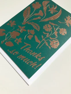 Hot Thanks Wildflowers Rose Gold Foil Note Card Metallic Foils