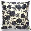 Store The Darkest Navy On Natural Wild Roses 100% Linen Pillow Cover Pillows